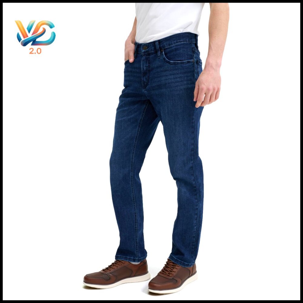 Slim Fit Stretch Jeans Tapered Leg Classic Casual Work Wear Premium Comfort